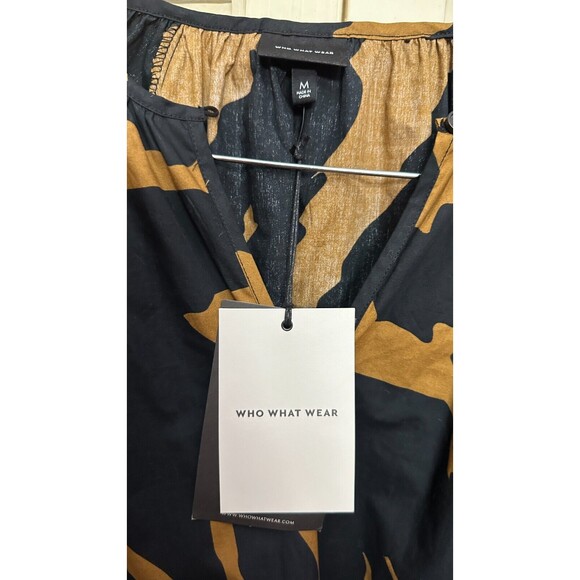 Who What Wear Printed Balloon Sleeve Midi Length Dress Size M - Picture 4 of 4